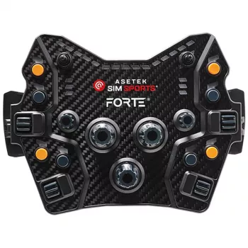 Valdymo pultas Asetek SimSports Forte GT — kompaktiškas lenktynių valdymo skydelis su konfigūruojamais mygtukais ir rotaciniais kodavimo įrenginiais
