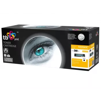 Juodas TB Print dažų kasetė, atnaujinta, skirta Lexmark E260, 3000 puslapių