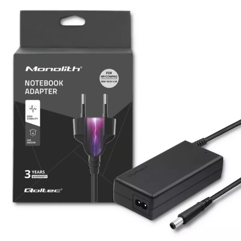 Laptop AC adapter Qoltec Hp Compaq 90w 18,5v 4.9 a 7.4x5.0 + pin 50084.90w