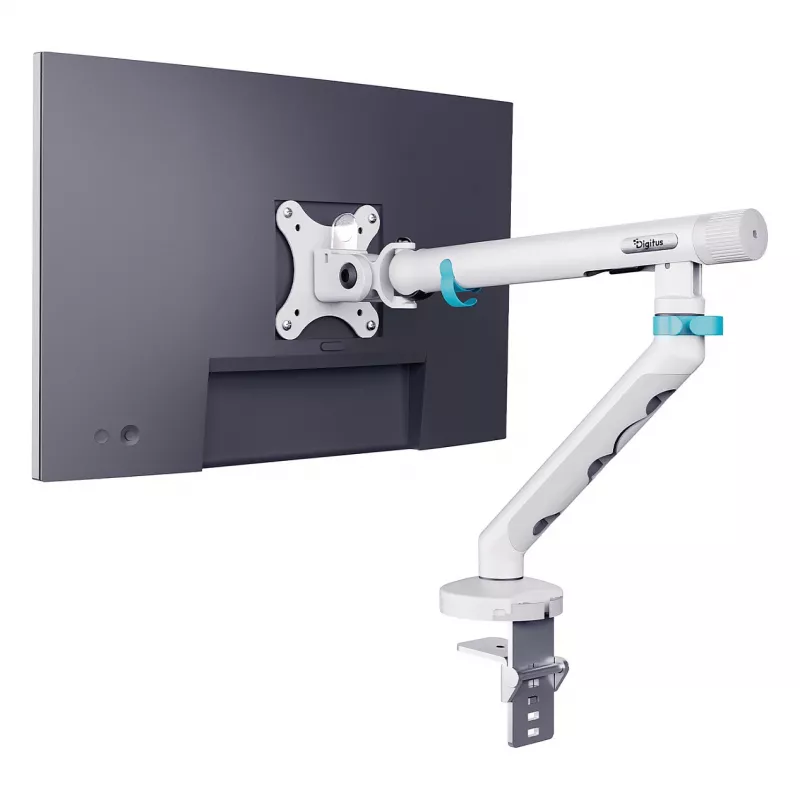 Monitoriaus laikiklis DIGITUS Single, skirtas iki 35 colių ekranams, spaustukas, 10 kg, VESA 75x75–100x100, pakreipimas -45–90°