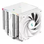 Oro aušintuvas DeepCool AK620 Digital SE White — dvigubi 120 mm ventiliatoriai, 6 šilumos vamzdeliai, PWM, LGA 1700 palaikymas, įmontuotas ekranas