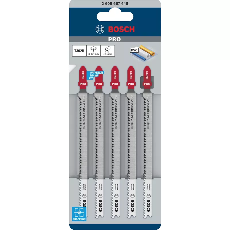 Bosch T 302 H pjūklo geležtė vamzdžiams, plastikui, profiliams, 2,3 mm dantų tarpas