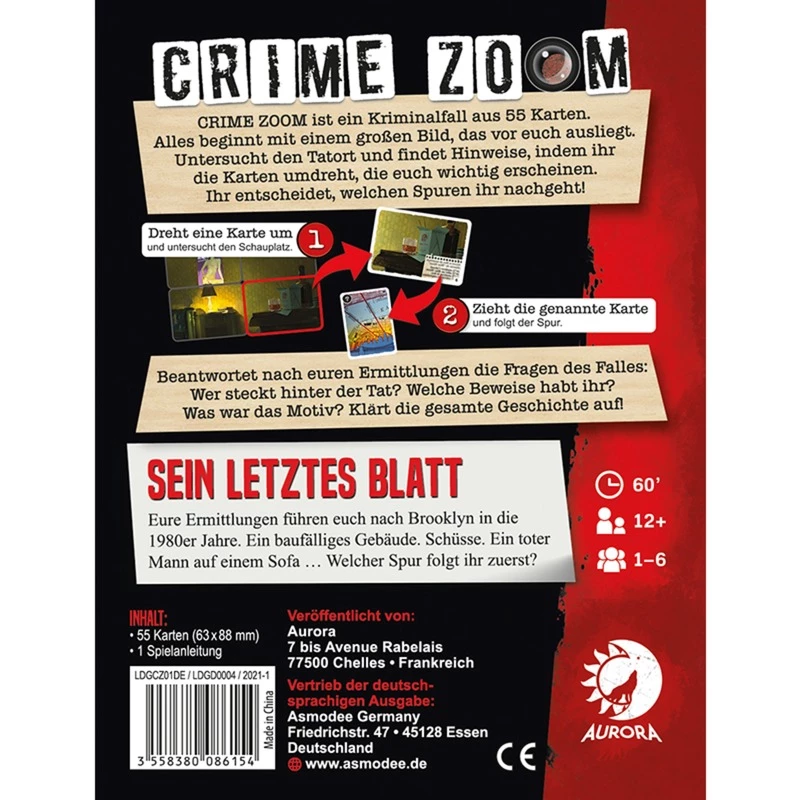 Crime Zoom Fall 1: Sein letztes Sheets, kortų žaidimas