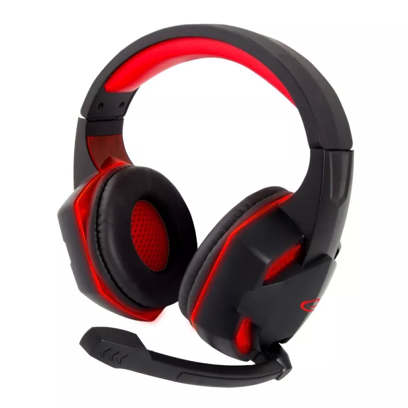 Žaidimų ausinės ESPERANZA BLACKBIRD, mikrofonas, USB/Jack 3,5 mm, juoda/raudona