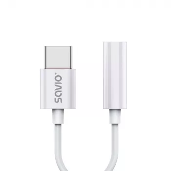 USB Type 3.1 C (M) – Jack 3.5mm (F) garso adapteris baltas SAVIO AK-51