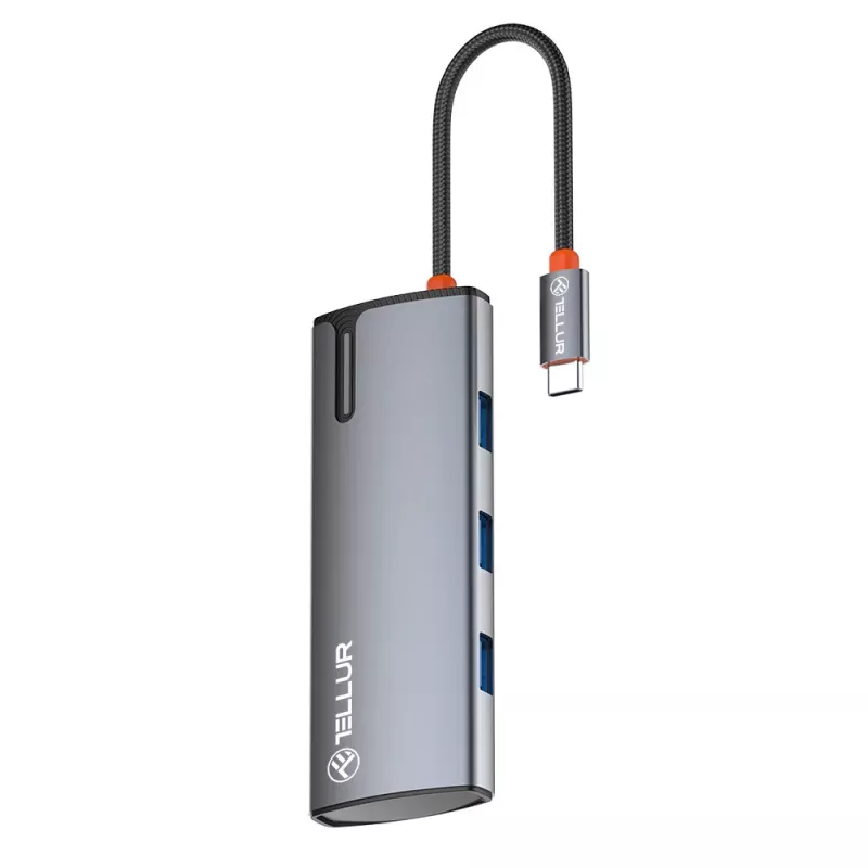 USB-C stotelė Tellur TLL321061 su PD 3.0 100W, HDMI išvestimi ir 3× USB 3.0 prievadais
