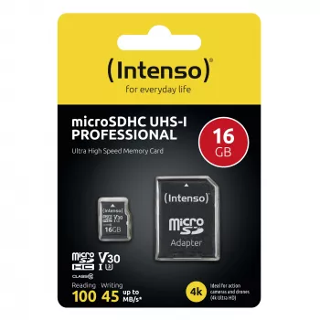 ATMINTIES MIKRO SDHC 16 GB C10/Su adapteriu 3433470 INTENSO