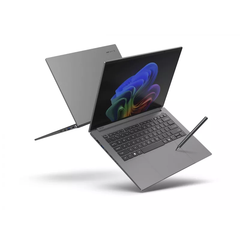 Nešiojamasis kompiuteris Acer Swift X 14 AI SFX14-61G — AMD Ryzen AI 9 365 2 GHz, GeForce RTX 5070, 32 GB RAM, 1,024 TB NVMe SSD (2× QLC), 14,5 colio 180° vyris, Windows 11 Home
