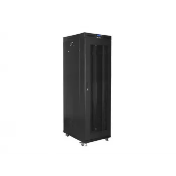 GRINDINĖ STOVŲ SPINTA 19 42U 800X800 JUODA PERFORUOTA LCD DURIMIS LANBERG (PLOKŠČIA PAKUOTĖ)