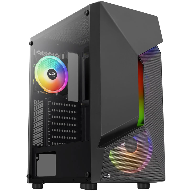 Aerocool Scape-G-BK-v2 Midi-Tower, grūdintas stiklas, FRGB - juoda