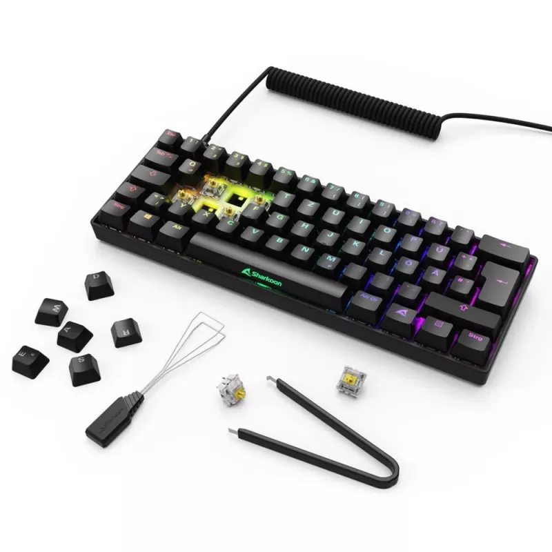 Sharkoon 100065629 klaviatūra, namams, USB, QWERTZ, vokiška, juoda
