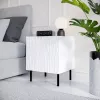 Naktinis staliukas Cama Meble JUNGLE 53,5×40,5×44 cm baltas matinis, MDF ir medžio drožlių plokštė, juodos kojelės, 2 vnt. rinkinys