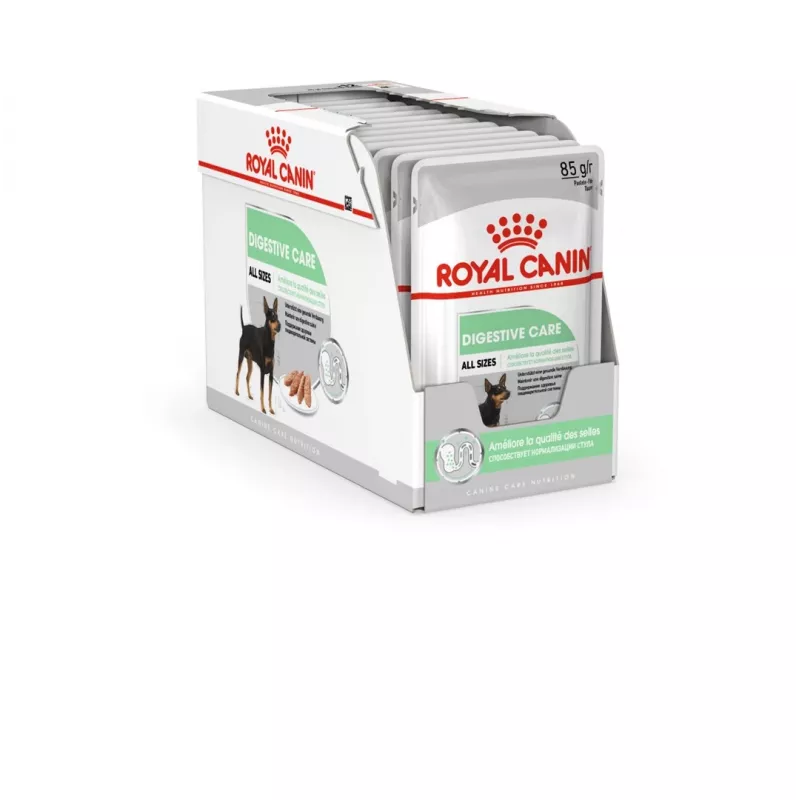 Šlapias šunų maistas Royal Canin Digestive Care mėsos ir daržovių paštetai 12 x 85 g — suaugę šunys, virškinimo palaikymas