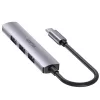 USB-C šakotuvas Unitek H1208B — 1x USB-A 5 Gbps, 3x USB-A 2.0, USB-C priegloba, aliuminio korpusas, 0,20 m laidas