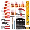 Mechanikos įrankių rinkinys Knipex 00 21 06 — 68 įrankiai, su ilgosiomis replėmis ir vandens pompos replėmis, raudoni/geltoni įrankiai, juodas lagaminas (515×438×265 mm)