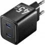 Vention FEFB0-EU 45W patalpų kintamosios srovės greitasis įkroviklis 2× USB-C – išmaniajam telefonui, nešiojamam kompiuteriui, planšetiniam kompiuteriui, išmaniajam laikrodžiui, ausinėms (juodas)