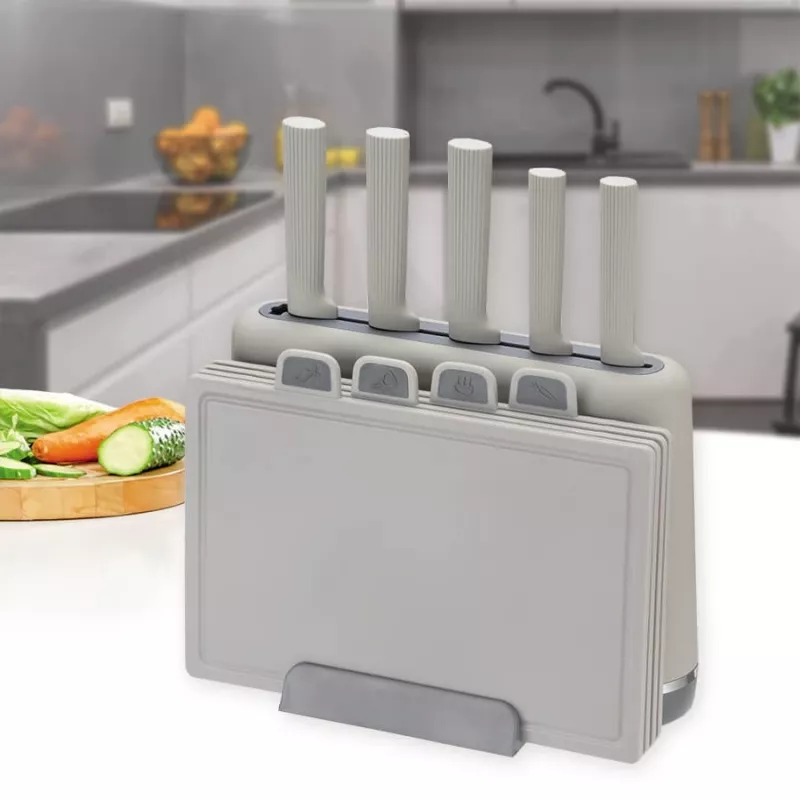 Maestro MR-1412-GREY peilių rinkinys su stovu ir pjaustymo lentelių rinkiniu, pilkas