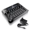 Baterijų įkroviklis everActive UC-800 AC 12 V 3 A – skirtas LiFePO4 / LiPo / NiMH, palaiko AA / AAA / 9 V, iki 10 baterijų, 12 V įvestis, įmontuotas ekranas, juodas