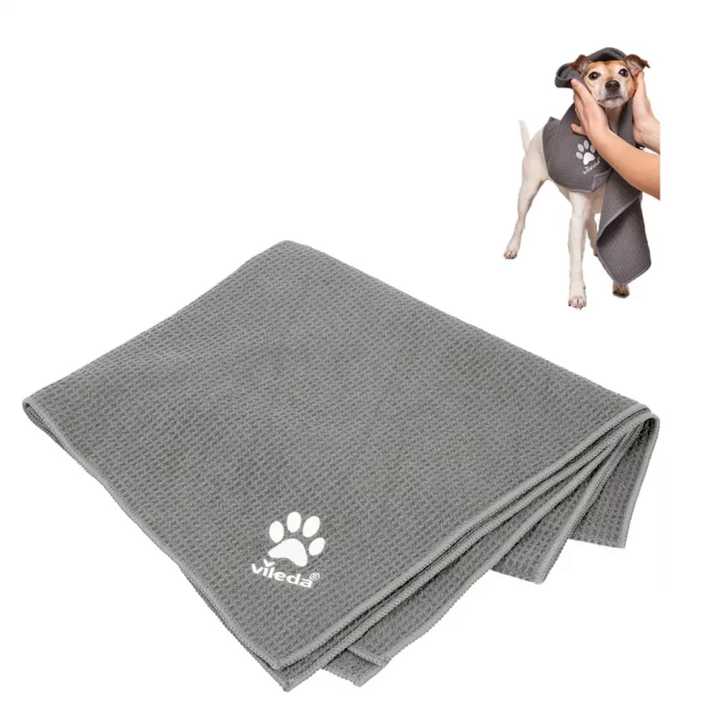 Rankšluostis VILEDA Pet Wipes 172650 450x700 mm, poliesteris, skalbiamas mašinoje, pilkas