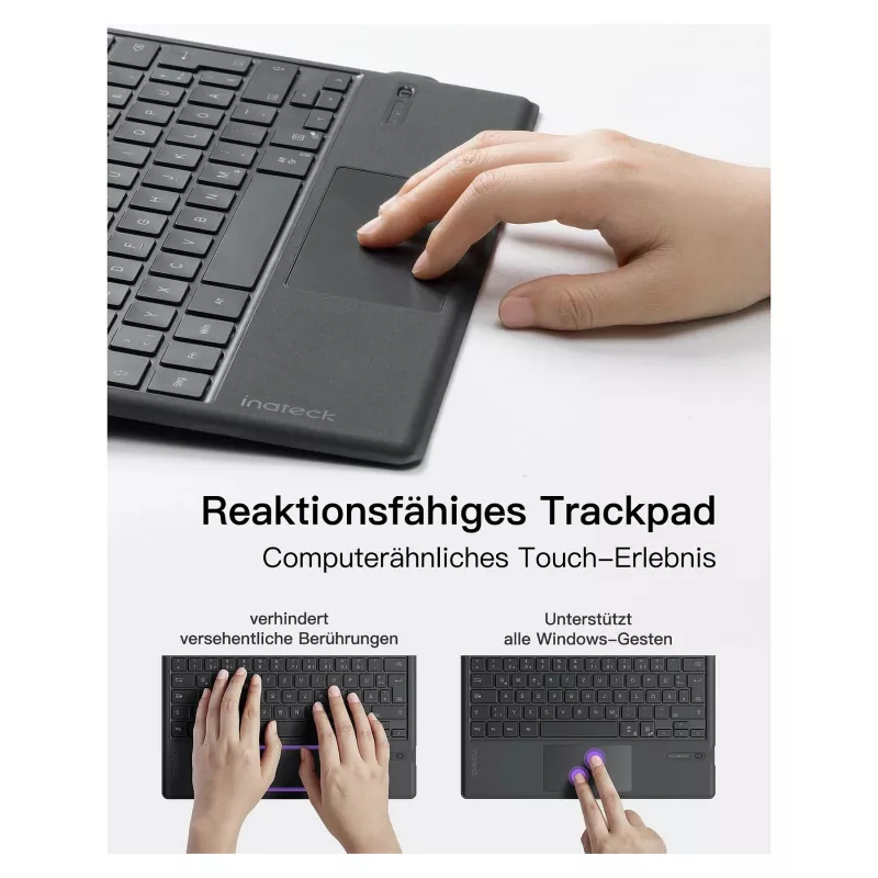 inateck klaviatūra Surface pilka, Sureface GO 1-4 Com. QWERTZ