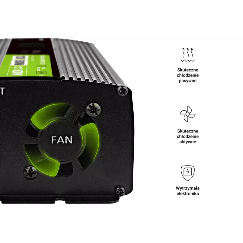 Green Cell Voltage Converter PowerInverter LCD 12 V 500W/1000W automobilinis keitiklis su ekranu – grynos sinusoidės galios adapteris/keitiklis Auto juodas