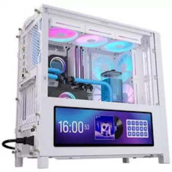 Corsair FRAME 4000D LCD RS PC korpusas, Midi-Tower, ATX, ARGB, grūdintas stiklas - balta