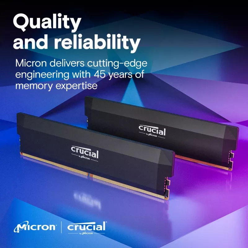 Crucial Pro OC 32GB (2x16GB) DDR5 PC5-48000C38 6400MHz UDIMM dviejų kanalų rinkinys