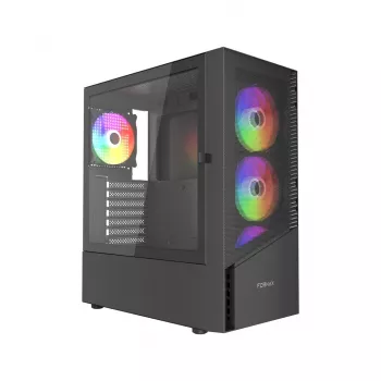 PC korpusas GEMBIRD Fornax 4300 Midi Tower ATX, grūdintas stiklas, 2x3,5 colio skyriai, 3x2,5 colio skyriai, ARGB ventiliatorių palaikymas, USB 3.2 Gen1
