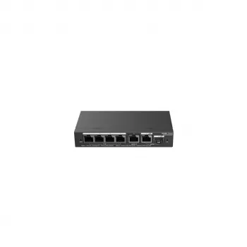 Valdomas PoE komutatorius RUIJIE RG-ES206GS-P — L2, 6x Gigabit RJ-45, 1x SFP, 4 PoE prievadai (54 W biudžetas), 12 Gbit/s, valdomas debesyje