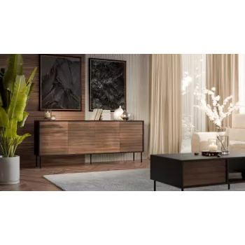 Cama 4D CORTINA komoda 200x40x81 juodas/riešutas