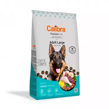 Sausas šunų maistas Calibra Premium Adult Large Chicken 12 kg — be grūdų, be glitimo, 25% baltymų, 14% riebalų