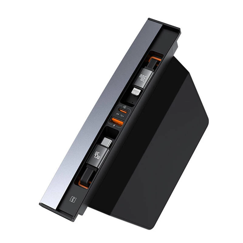 Hub Baseus T-Space su USB-C į Lightning laidais, skirtas Tesla automobiliams (juoda)