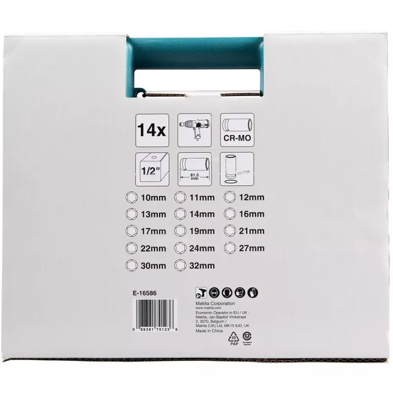 Makita E-16586 smūginis lizdų komplektas Juoda, Žalia