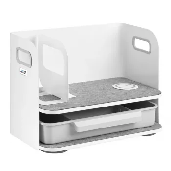 Stalinis organizatorius su stalčiumi ir belaidžiu įkrovikliu Ergo Office, baltas, maks. 10 kg, ER-441