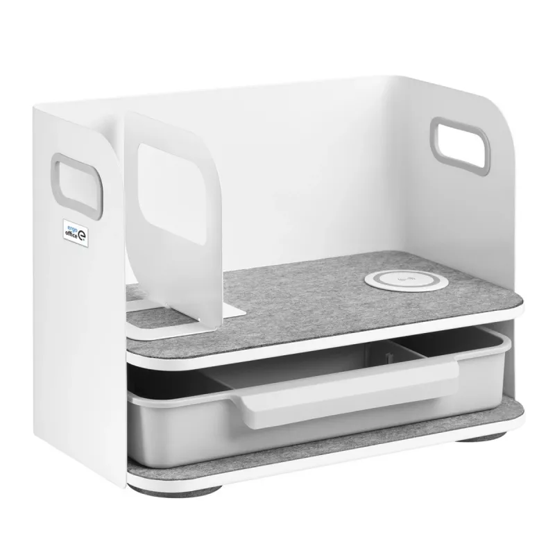 Stalinis organizatorius su stalčiumi ir belaidžiu įkrovikliu Ergo Office, baltas, maks. 10 kg, ER-441