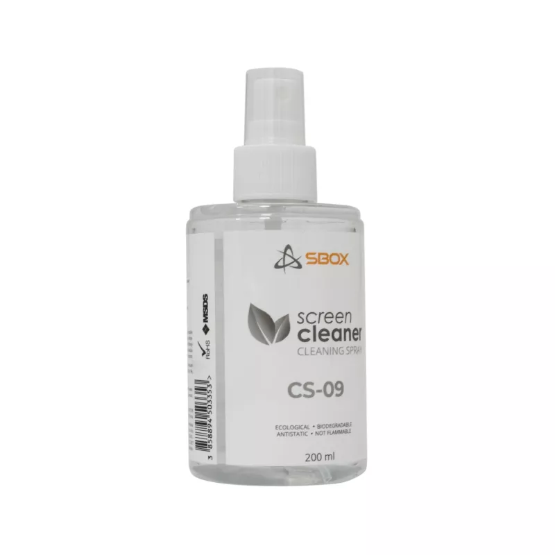 Ekrano valiklis SBOX CS-09 200 ml — valymo skystis ekranams ir stiklui