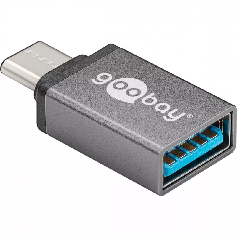 Wentronic Goobay USB-C™ adapteris - USB 3.0 A lizdas, pilkas - skirtas ryšiui tarp USB-C™ ir USB-A įrenginių (56621)
