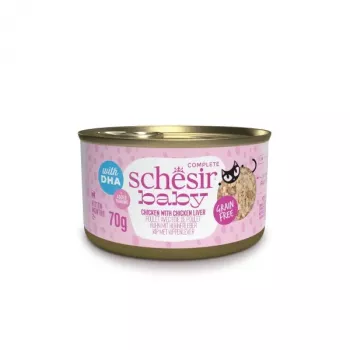 Šlapias kačių maistas Agras Pet Foods Schesir Baby in Brühe 70 g – vištiena, be grūdų, jaunikliams