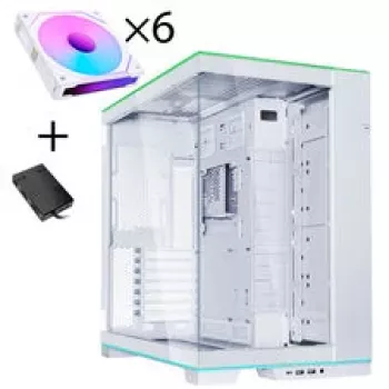 Lian Li O11 Dynamic EVO RGB PC korpuso rinkinys, Midi-Tower, ARGB, grūdintas stiklas + 6x UNI FAN SL-INF Reverse Blade ventiliatorius - baltas