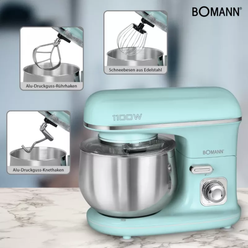 Bomann KM 6030 CB virtuvinis kombainas 1100 W 5 L mėtų spalvos