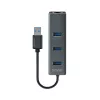 SAVIO USB-A šakotuvas su RJ-45 Gigabit Ethernet AK-57 — 3× USB-A + RJ-45, USB 3.2 Gen 1 Micro‑B prieglobos prievadas, 5 Gbit/s, 4 prievadai, pilkas