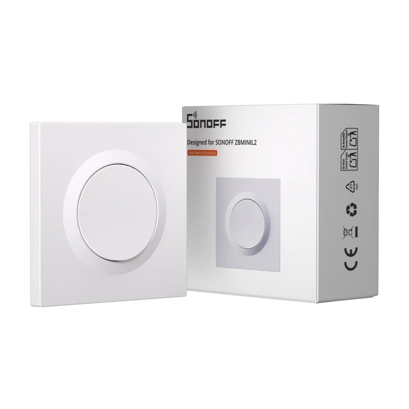 Sieninio jungiklio korpusas Sonoff E1GSL be N — montavimo rėmelis viengubui sieniniam jungikliui