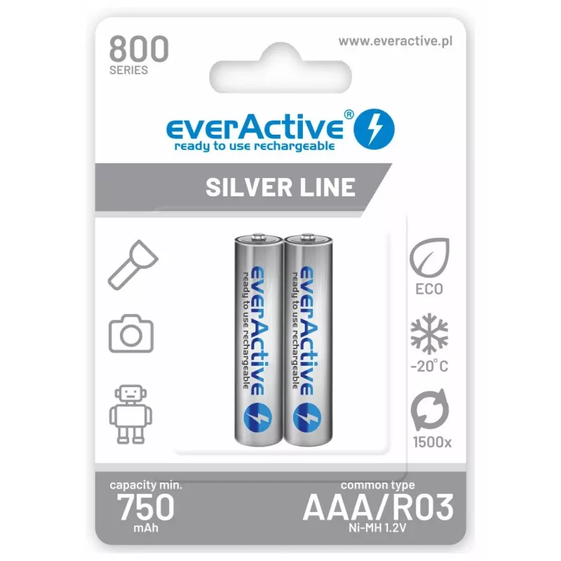 Įkraunama baterija everActive EVHRL03-800 AAA NiMH 1,2 V, cilindrinė, 4 vnt. pakuotė