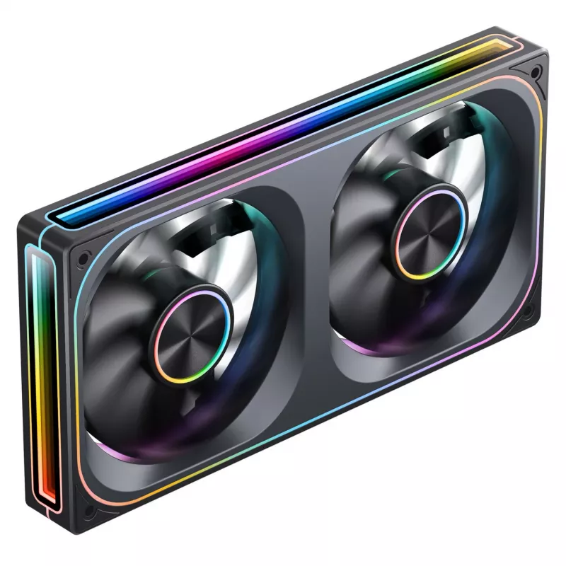 120mmx2 ARGB PWM korpuso ventiliatoriai, Jonsbo ZA-240 Infinity Mirror 240mm juodi