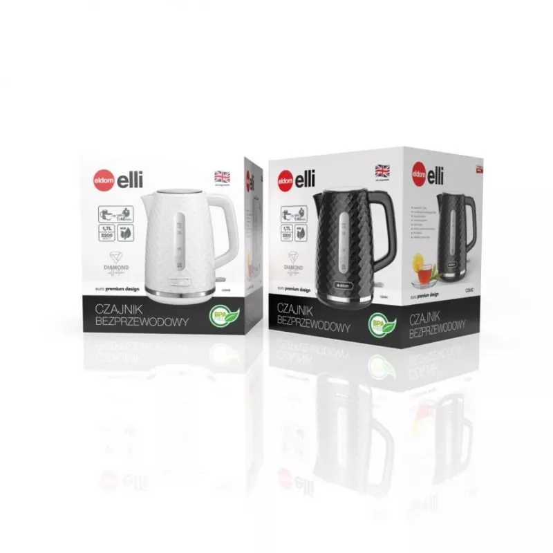 C280C ELDOM virdulys ELLI, talpa 1,7 l, galia 2200 W, juodas, strix, juodas