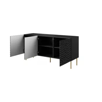 Komoda cama meble HOLE 152x42,5x74,5 cm matinė juoda, medžio drožlių plokštė, 16 mm karkasas