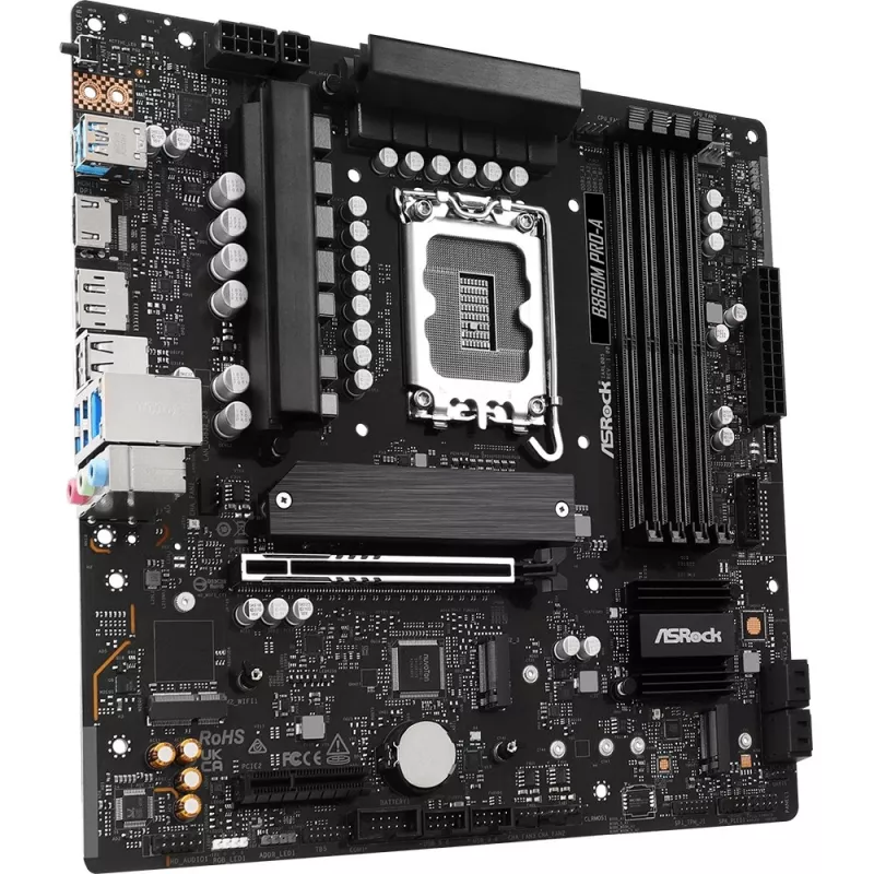 Pagrindinė plokštė ASRock B860M Pro-A micro ATX — Intel B860, LGA 1851, DDR5, 4 DIMM, iki 256 GB, 2.5Gb Ethernet