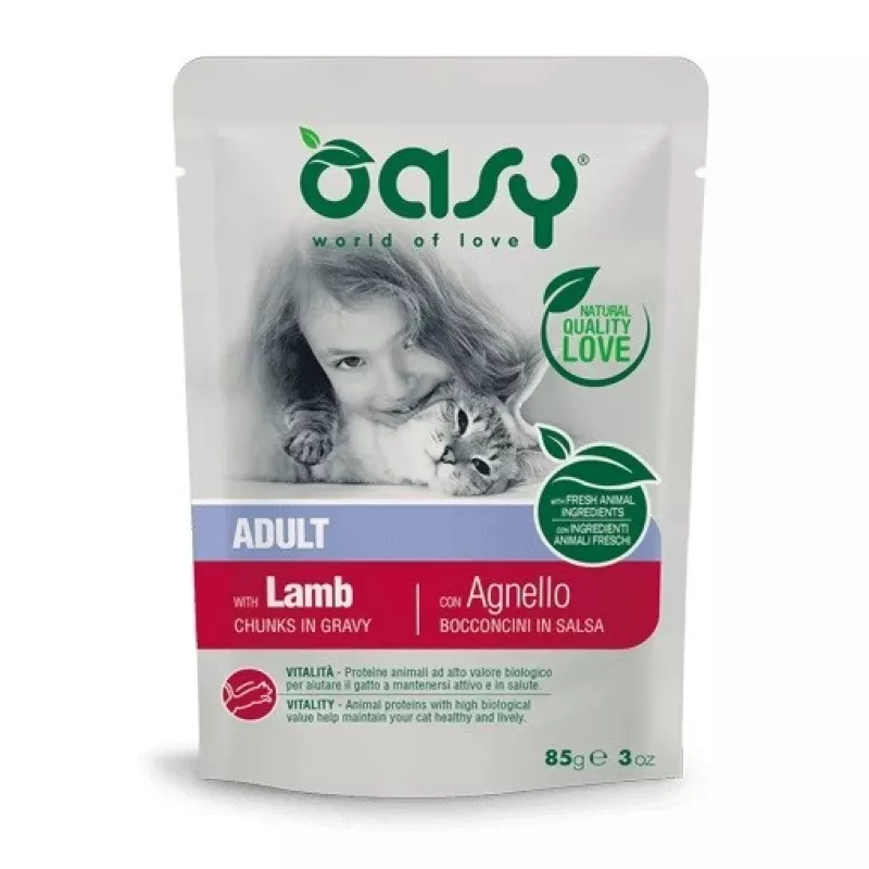 Oasy gabalėliai padaže suaugusioms ėrienos 85g