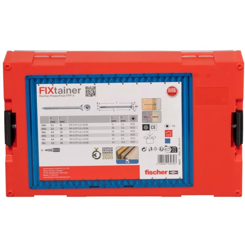 Varžtų rinkinys FISCHER FixTainer PowerFast II, 702 vnt., pilnas sriegis, cinkuotas