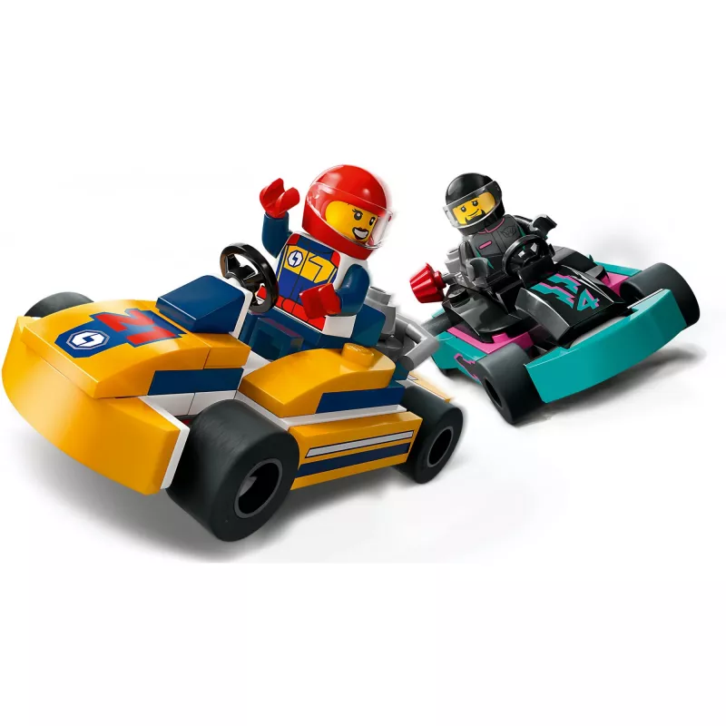 Konstruktorius LEGO 60400 City Kartingai su lenktynininkais – žaidimų rinkinys su minifigūrėlėmis ir transporto priemonėmis